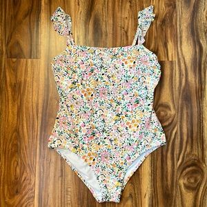 Kona Sol Target Floral Ruffle One Piece Vintage Swimsuit Large